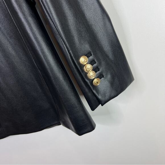 Zara Black Faux Leather Blazer With Gold Buttons. Blogger Fave. Like New. - Picture 13 of 16